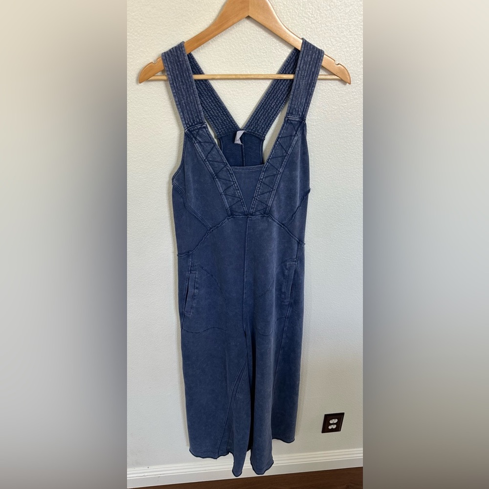 Ultra Soft Washed Navy Wide-Leg Overall/Jumpsuit by Daily Practice Anthropology - Picture 12 of 16